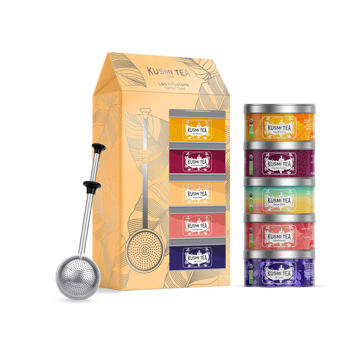 Organic Herbal Teas Gift Set with tea infuser