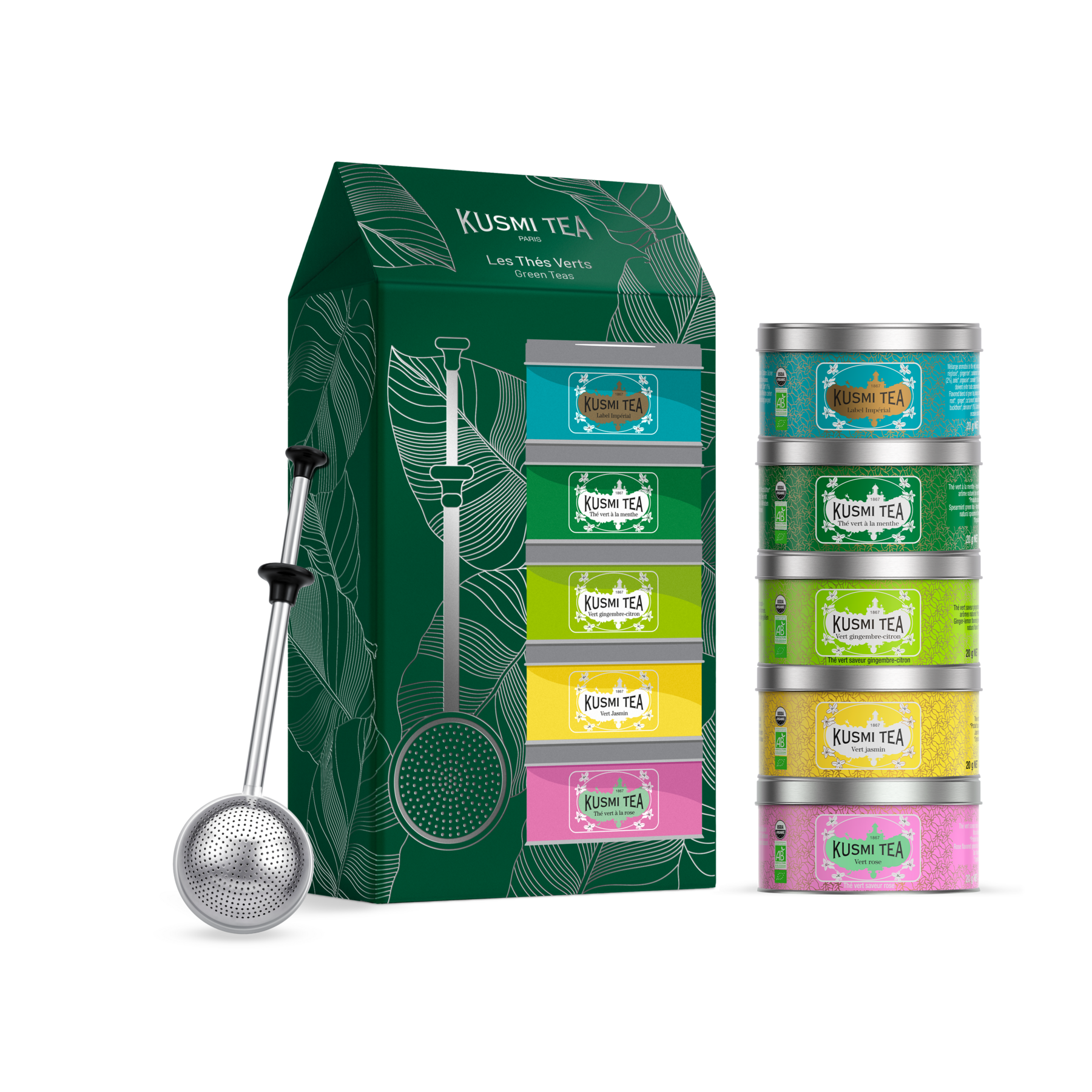 Coffret Les Thés Verts bio avec infuseur à thé